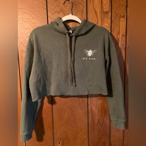 “Bee Kind” green cropped hoodie
